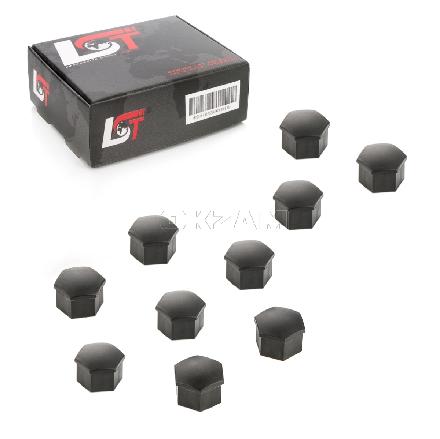 10x Radschrauben Kappen 17 mm schwarz für ALFA FIAT LANCIA SUBARU TOYOTA