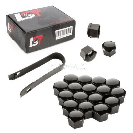 20x Radschrauben Kappen 17 mm schwarz für ALFA ROMEO FIAT LANCIA SUBARU TOYOTA