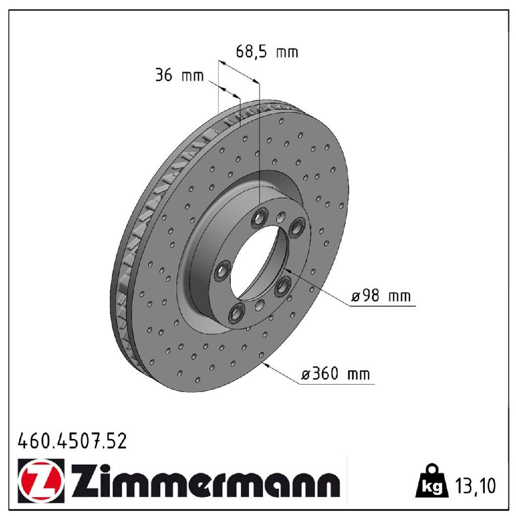 ZIMMERMANN Bremsscheibe 460.4507.52 + Bremsscheibe 460.4506.52 Bild ZIMMERMANN Bremsscheibe 460.4507.52 + Bremsscheibe 460.4506.52