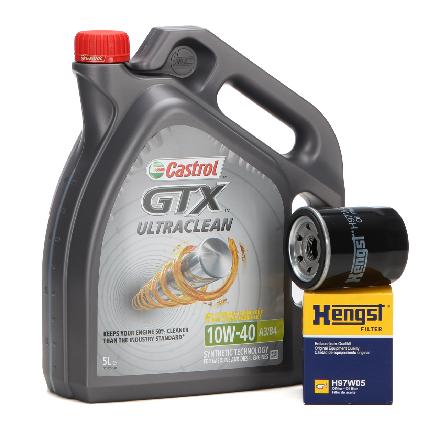 5 Liter CASTROL Motoröl Öl GTX ULTRACLEAN 10W40 A3/B4 + HENGST H97W05 Ölfilter