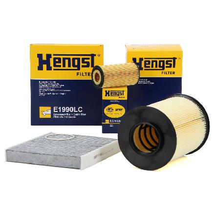 HENGST FILTER Ölfilter E27H D84 + Filter, Innenraumluft E1990LC + Luftfilter E1010L