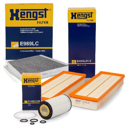 HENGST FILTER Ölfilter E11H02 D155 + Luftfilter E455L01-2 + Filter, Innenraumluft E989LC