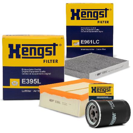 HENGST FILTER Luftfilter E395L + Ölfilter H14W27 + Filter, Innenraumluft E961LC