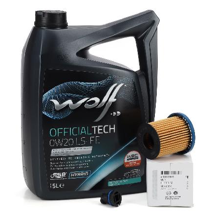 5L WOLF OFFICIALTECH 0W20 LS-FE Motoröl ORIGINAL Ölfilter OPEL Astra K Insignia B 1.5 CRDi