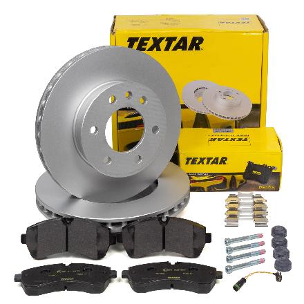 TEXTAR Bremsscheiben + Beläge + Sensor MERCEDES Sprinter 906 910 VW Crafter 2E/F vorne