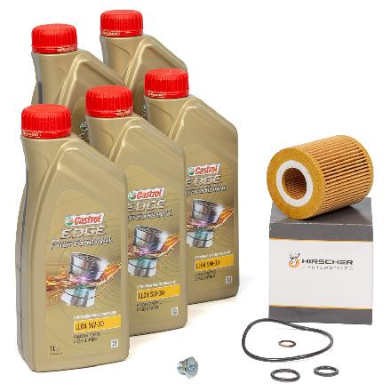 5 Liter CASTROL EDGE Motoröl 5W-30 + HIRSCHER Ölfilter BMW E81-88 E46 E90-93 X1 N40-N46