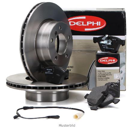 DELPHI Bremsscheiben + Beläge + Sensor BMW 5er F10 6er F12 F13 F06 640i 650i 640d hinten