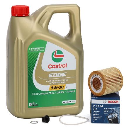 4L CASTROL EDGE 5W-30 LL Motoröl + BOSCH Ölfilter VW Polo Ibiza 3 Fabia 1 2 1.2 / 12 V