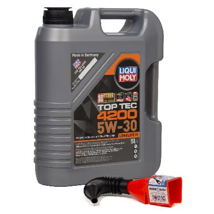 5L 5 Liter LIQUI MOLY Motoröl Öl TOP TEC 4200 5W-30 VW 504.00 507.00 + Trichter