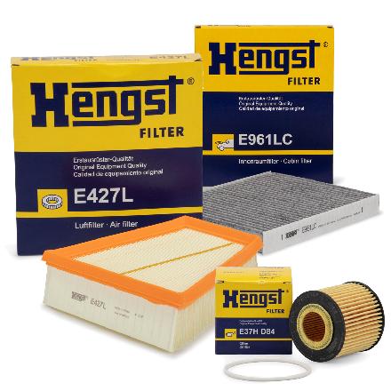 HENGST FILTER Ölfilter E37H D84 + Luftfilter E427L + Filter, Innenraumluft E961LC