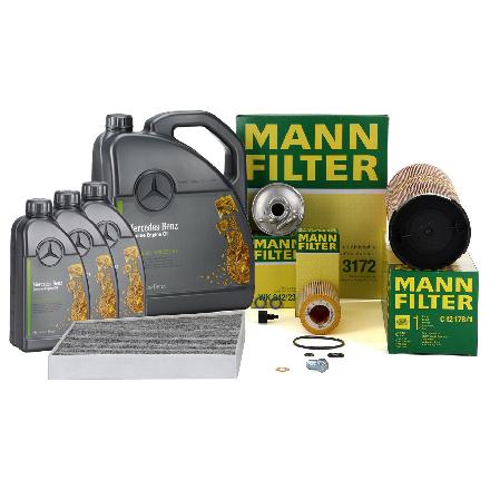 MANN Filterset 4-tlg + 8L ORIGINAL 5W30 Motoröl MERCEDES E-Klasse W211 E320CDI OM648