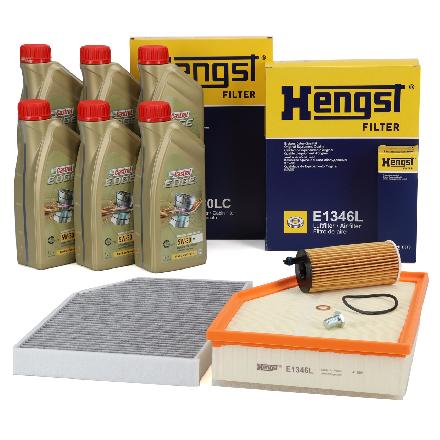 HENGST Filterset 3-tlg + 6L CASTROL 5W30 Motoröl BMW X3 G01 X4 G02 20-30i B48 18-25d B47