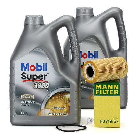 10L Mobil SUPER 3000 X1 Motoröl Öl 5W40 + MANN Ölfilter für PORSCHE 99610722553