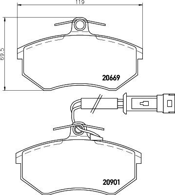 Bremsbelagsatz, Scheibenbremse HELLA 8DB 355 017-651