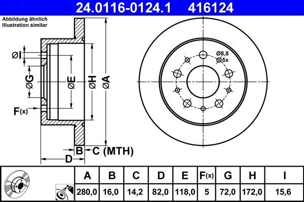 Bremsscheibe ATE 24.0116-0124.1