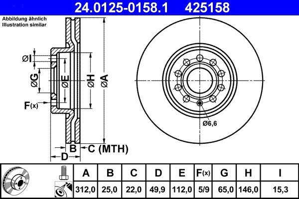 Bremsscheibe ATE 24.0125-0158.1