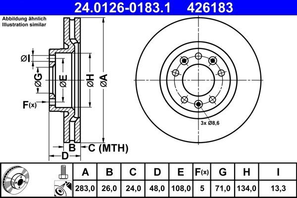 Bremsscheibe ATE 24.0126-0183.1