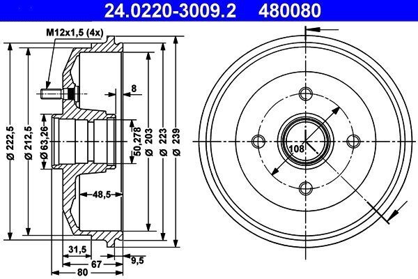 Bremstrommel ATE 24.0220-3009.2