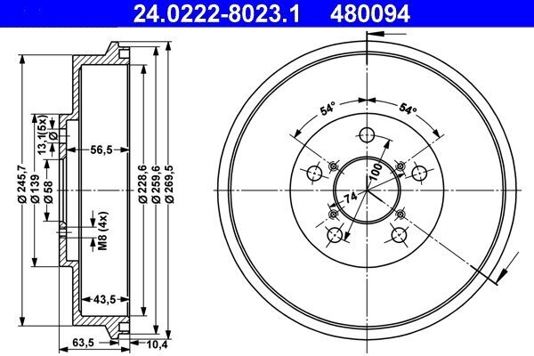 Bremstrommel ATE 24.0222-8023.1