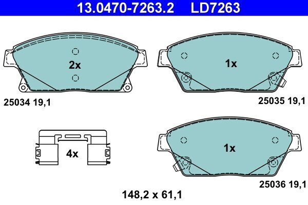 Bremsbelagsatz, Scheibenbremse ATE 13.0470-7263.2