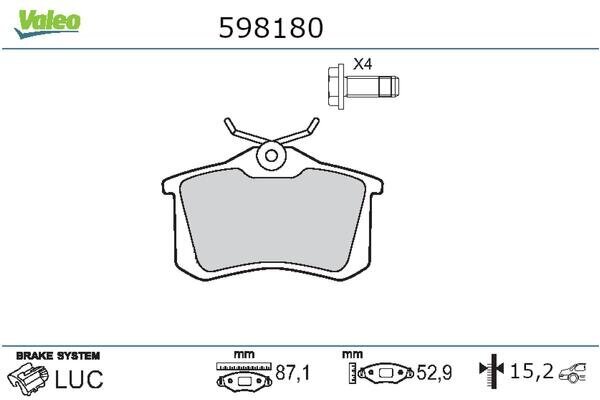 Bremsbelagsatz, Scheibenbremse VALEO 598180