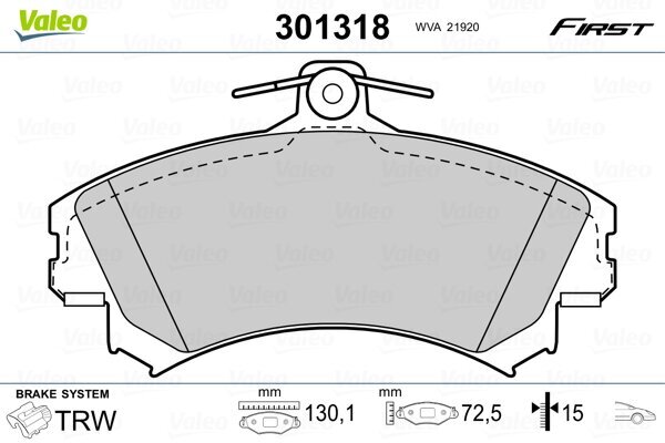 Bremsbelagsatz, Scheibenbremse VALEO 301318