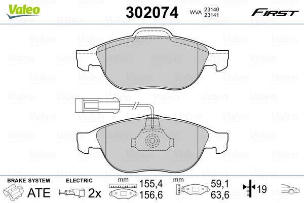 Bremsbelagsatz, Scheibenbremse VALEO 302074