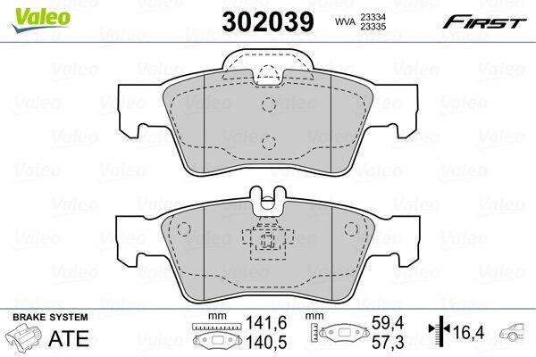 Bremsbelagsatz, Scheibenbremse VALEO 302039