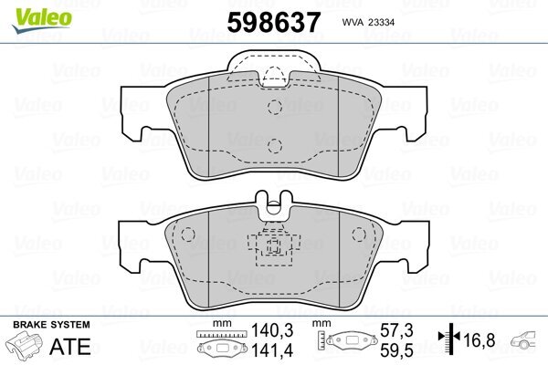 Bremsbelagsatz, Scheibenbremse VALEO 598637