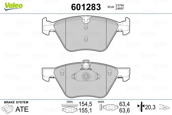 Bremsbelagsatz, Scheibenbremse VALEO 601283