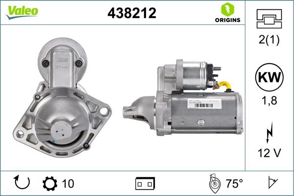 Starter 12 V 1,8 kW VALEO 438212