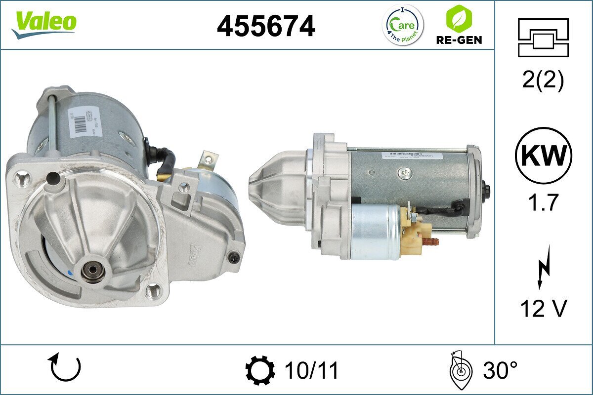 Starter 12 V 1,7 kW VALEO 455674