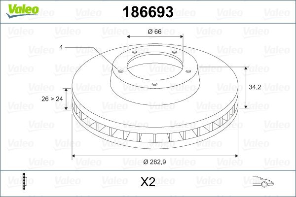 Bremsscheibe VALEO 186693