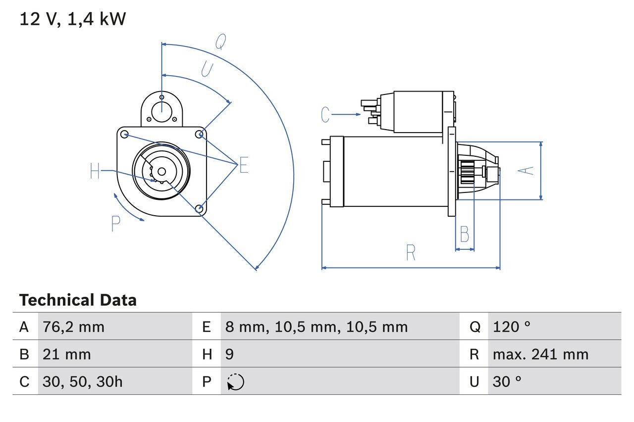 Starter 12 V 1,4 kW BOSCH 0 986 014 900