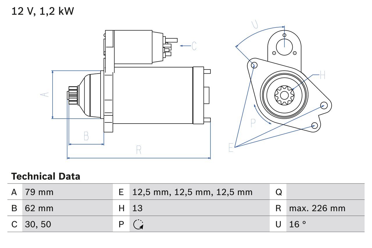 Starter 12 V 1,5 kW BOSCH 0 986 029 140