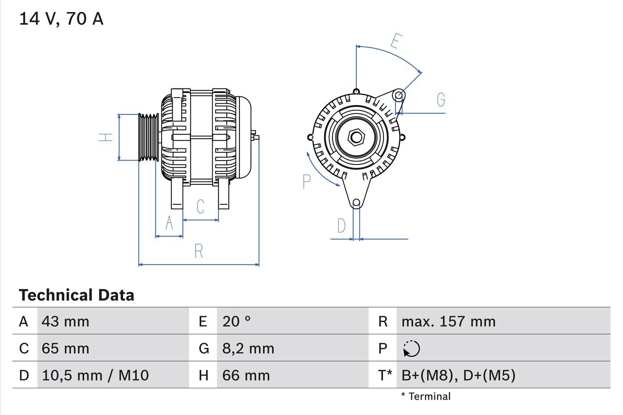 Generator 14 V BOSCH 0 986 038 740