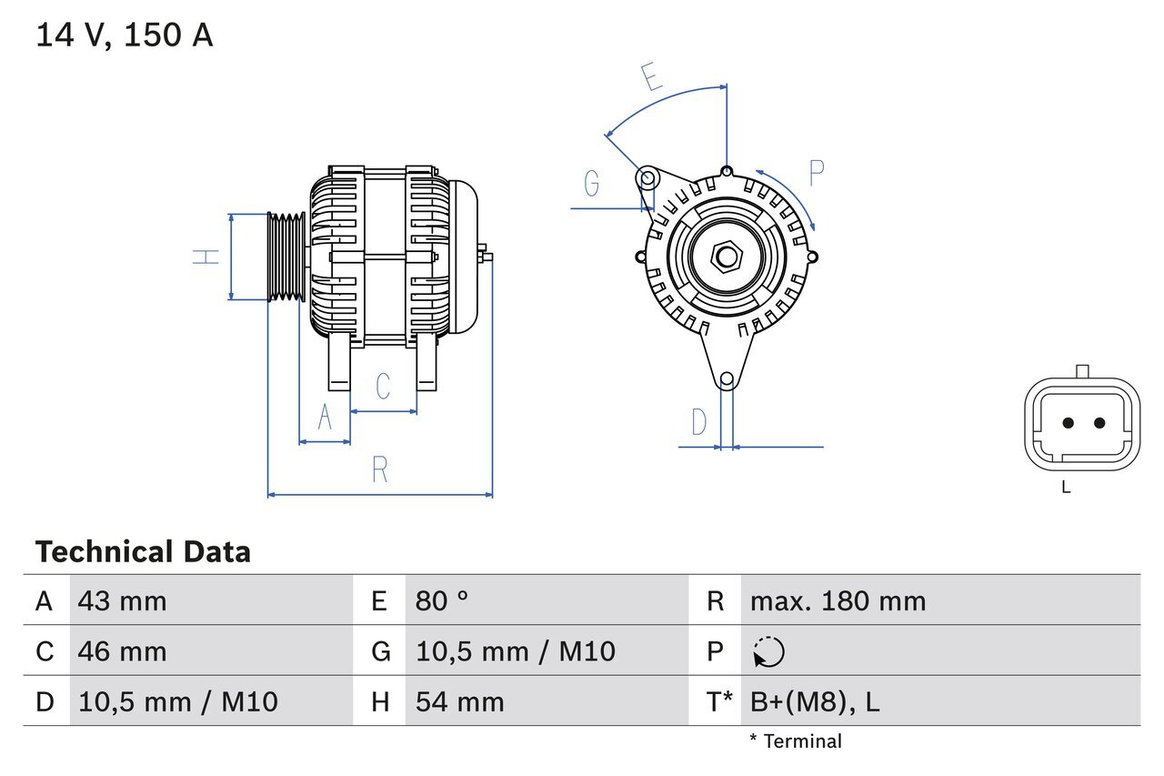 Generator 14 V BOSCH 0 986 046 240