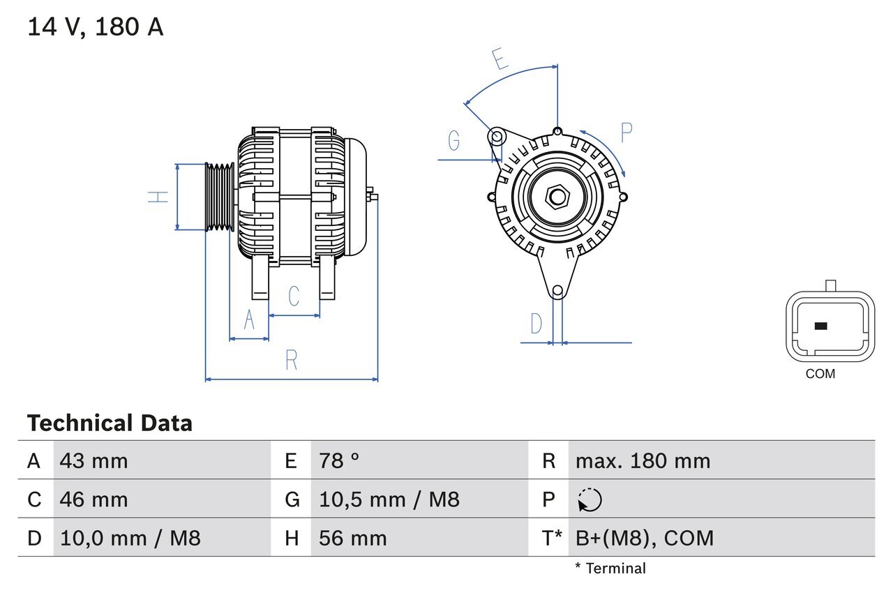 Generator 14 V BOSCH 0 986 082 510