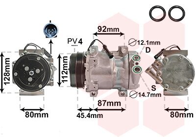 Kompressor, Klimaanlage 12 V VAN WEZEL 1700K366