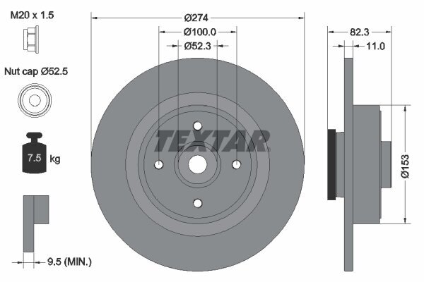 Bremsscheibe TEXTAR 92141403