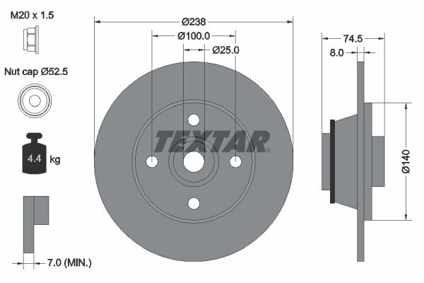 Bremsscheibe TEXTAR 92154100