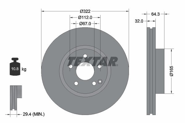 Bremsscheibe TEXTAR 92163505