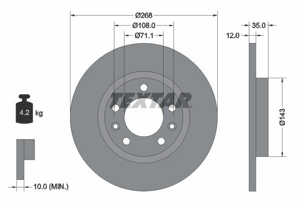 Bremsscheibe TEXTAR 92268003