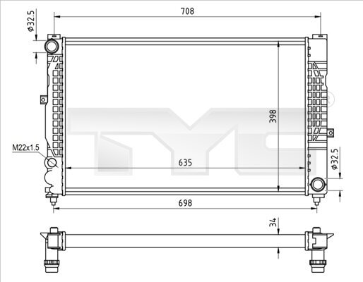 Kühler, Motorkühlung TYC 702-0010-R