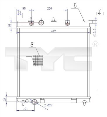 Kühler, Motorkühlung TYC 705-0072-R