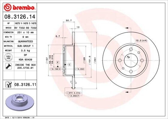 Bremsscheibe BREMBO 08.3126.14