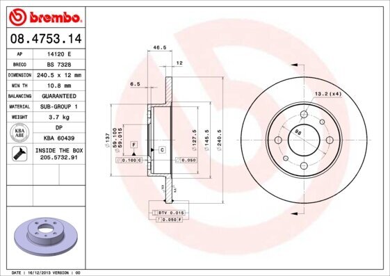 Bremsscheibe BREMBO 08.4753.14