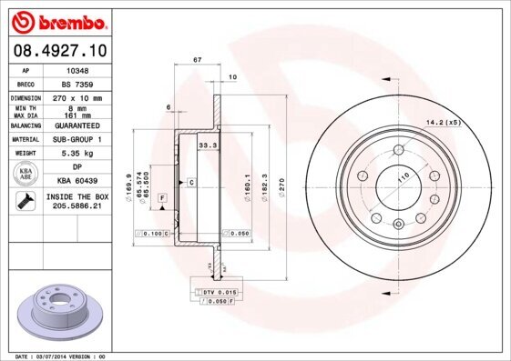 Bremsscheibe BREMBO 08.4927.10