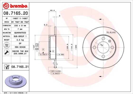 Bremsscheibe BREMBO 08.7165.20