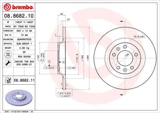 Bremsscheibe BREMBO 08.8682.10